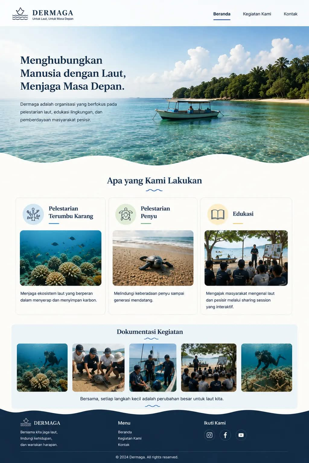 Terumbu karang dan ikan di perairan biru